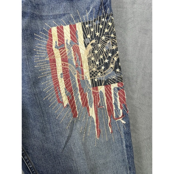Denim & Supply Ralph Lauren Distressed Flag Print StraightJeans 40x32 Button Fly - Picture 4 of 10